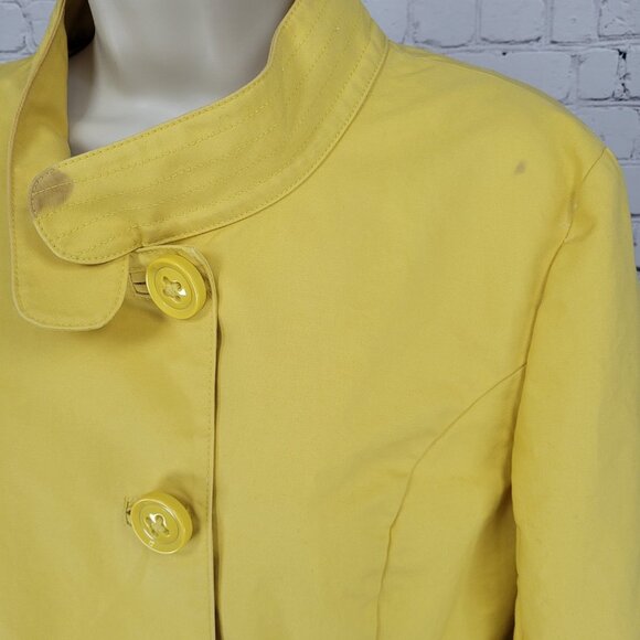 Talbots Yellow 100% Cotton Buttoned Pleated Back Pockets Lined Jacket Size 14 - Picture 5 of 16